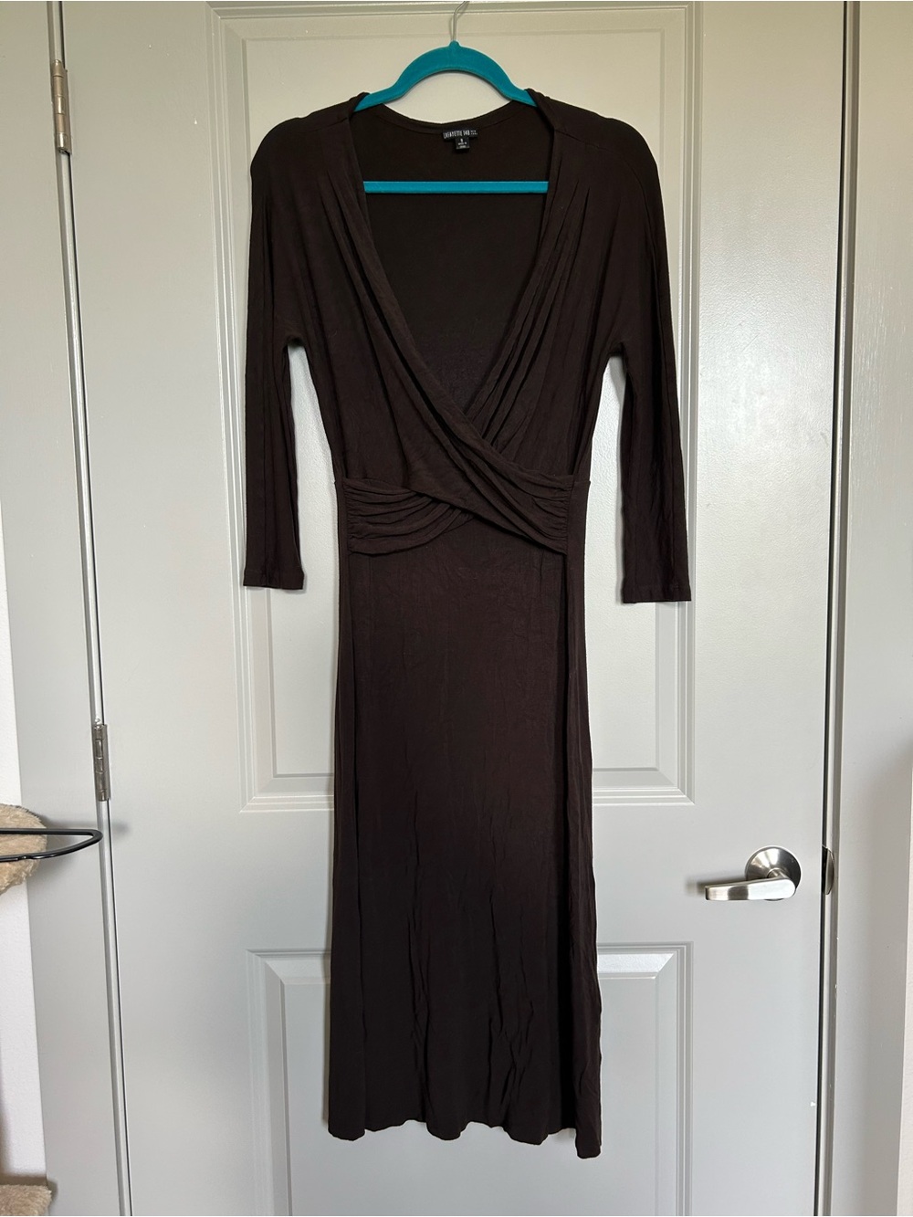 Lafayette 148 New York Brown Wrap-Style Long Sleeve Dress